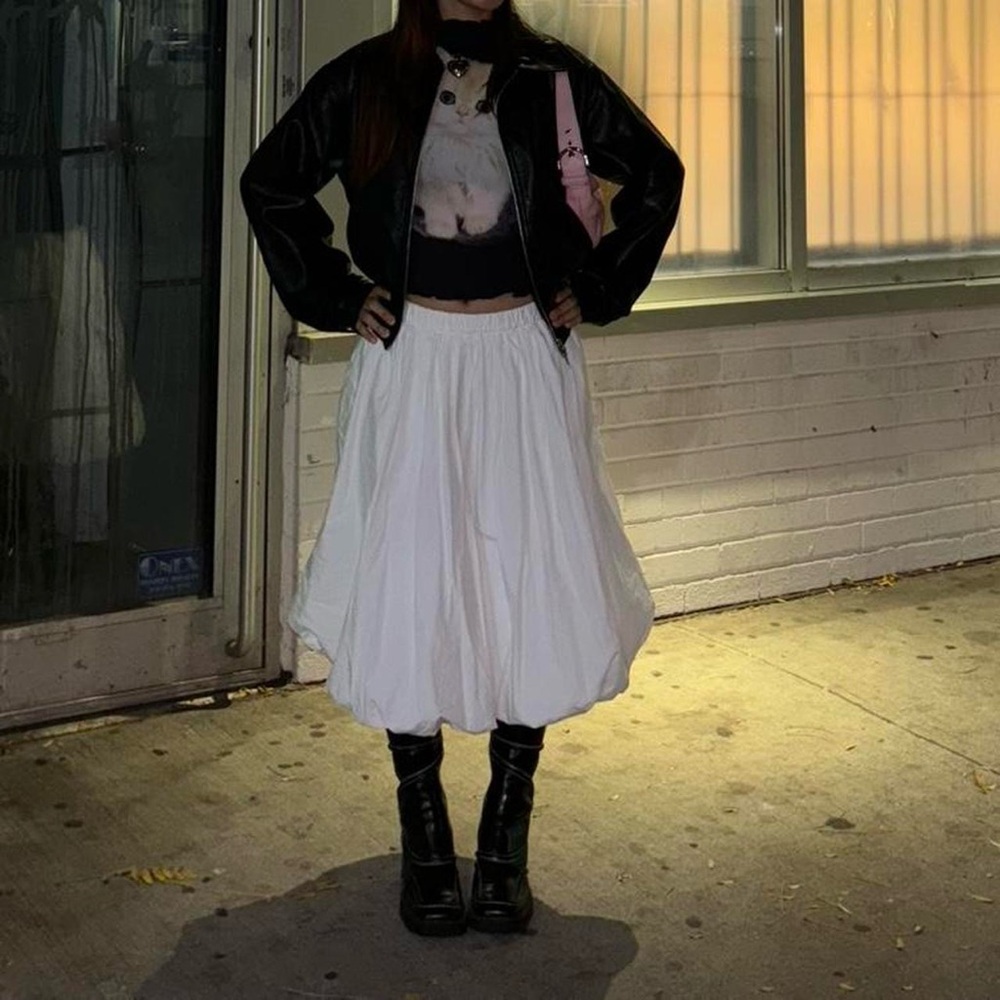 aritzia white bubble midi skirt